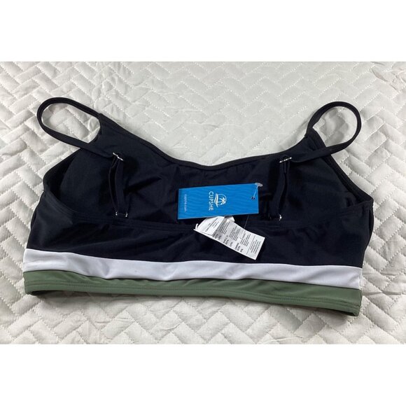 CUPSHE Womens Colorblock Bikini Top Medium Black/White/Green Beach Pool FIT  NWT - Picture 3 of 7